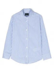 Полосатая рубашка с длинными рукавами Fay Kids, синий