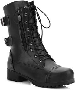 Женские ботильоны VOKLIN с круглым носком, шнуровкой, молнией и пряжкой, плоская подошва, низкий каблук, западный стиль, короткие ботинки для верховой езды, Black-Velvet Lined