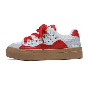 B10CROWN Нескользящие, износостойкие, легкие, дышащие, низкие, женские, кроссовки для скейтбординга, рождественские, красные