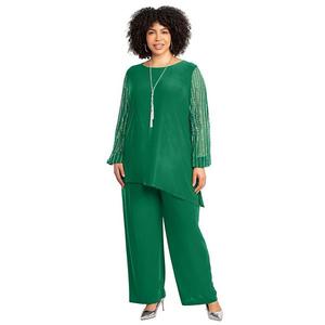 Женский костюм-двойка с бисером и сетчатыми рукавами plus size Catherines, Emerald