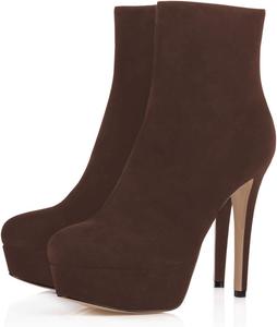 Женские ботильоны YDN на высоком каблуке-стилетто с платформой, округлым носком, боковой молнией, зимние модные офисные и вечерние туфли