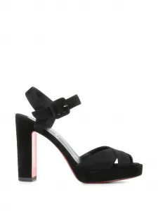 Босоножки на каблуке с перекрещивающимися ремешками Christian Louboutin, черный