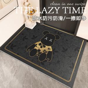 Budis Ковер 100х140 см для прихожей/лестницы из пвх кожи, нескользящий, моющийся, можно резать, не требует стирки, в стиле медведя, серый, устойчивый к царапинам