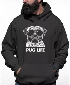 Мужская толстовка с капюшоном Pug Life и принтом LA Pop Art, серый