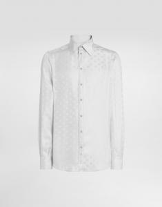 Рубашка с логотипом dg и мартини из жаккарда Dolce & Gabbana, серый