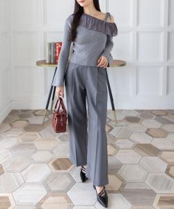 Вязаный топ на одно плечо с оборками из лент << Новинка сезона осень/зима >>