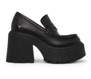 Spoiled - женские черные кожаные лоферы на квадратном каблуке Windsorsmith