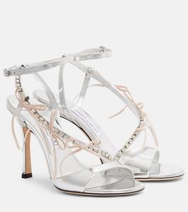 Песочники Lula 100 из металлизированной кожи Jimmy Choo, Silver/Macaron
