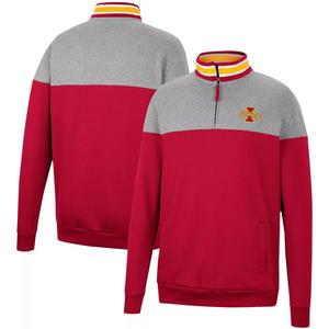 Мужская футболка цвета меланжевого цвета / Cardinal Iowa State Cyclones Be the Ball с молнией на четверть Colosseum