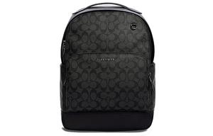 Сумка-рюкзак Graham из прорезиненного хлопка с задней частью из гладкой телячьей кожи, большая, мужская, цвет древесный уголь черный COACH