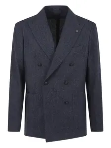 Двубортный пиджак с узором в елочку Tagliatore, синий