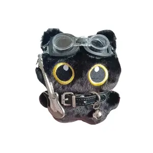 TUSHANDA Очень милый плюшевый кулон в панк-стиле с маленьким черным котом высотой 11 см