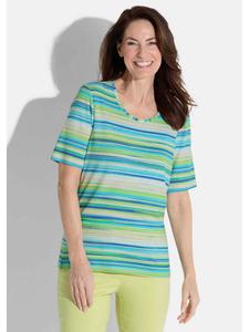 GOLDNER Короткий размер: Футболка бирюзового / светло-зеленого / белого цвета