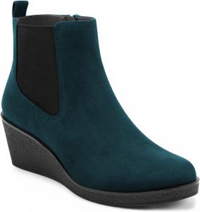 Женские классические ботильоны FOWT на танкетке Chelsea с округлым носком, короткие ботинки на среднем каблуке с небольшой платформой, верх из замши, боковая молния, зимние и осенние теплые рабочие повседневные ботинки, размеры США 4-16, Green