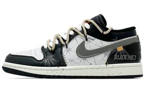 Jordan Air 1 устойчивые к истиранию низкие винтажные баскетбольные кроссовки Unisex Black White Gray