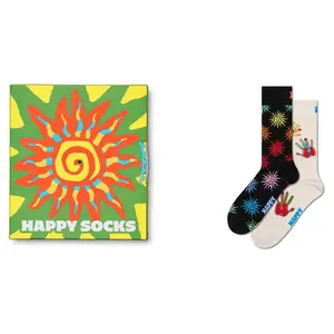 Носки 2 шт Happy Socks Summer swirl gift set crew, черный