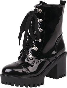 Женские ботильоны Parisuit в готическом стиле с массивным каблуком и платформой, шнуровкой и панк-дизайном, Black