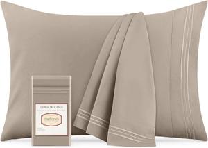 Mellanni Наволочки, комплект из 2 штук, размер 51x102 см, застежка-конверт, роскошные, очень мягкие, охлаждающие, бежевый