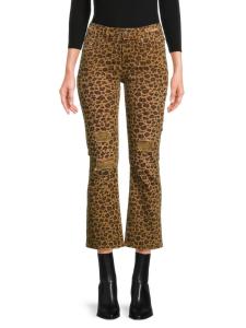 Расклешенные джинсы с леопардовым принтом и потертостями The Kooples, цвет Leo