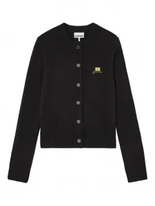 Кардиган с вышитым логотипом Ganni, черный