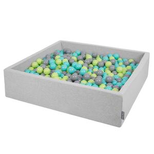 KiddyMoon, сухой квадратный бассейн с шариками 7см 120х30 светло-серый: светло-зеленый-светло-бирюзово-серый 120х30/600 шариков
