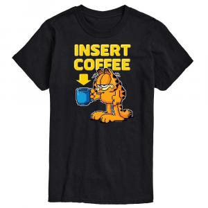 Мужская футболка с графическим рисунком Garfield Coffee Licensed Character, черный