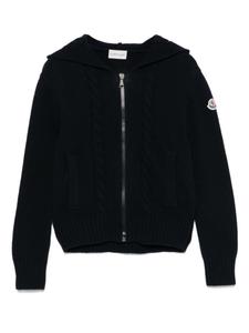 Толстовка с капюшоном из натуральной шерсти на молнии Moncler Enfant, синий