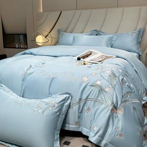 LUOLAI HOME Комплект постельного белья, 4 предмета, простыня на резинке, 200 см, ландыш