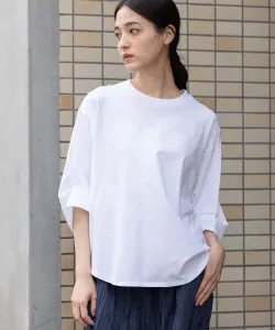 Футболка из хлопкового трикотажа с защипами на рукавах