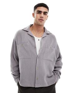 Свободная фактурная рубашка свободного кроя серого цвета ASOS DESIGN