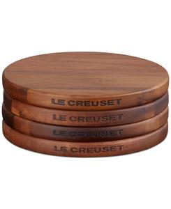 Набор из 4 круглых деревянных подставок под горячее с магнитами Le Creuset, Wood