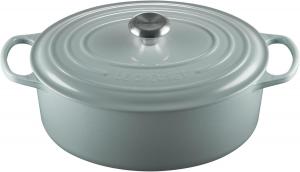 Эмалированная чугунная кастрюля Le Creuset, овальная, 6,75 л, цвет «Морская соль»