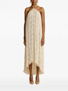 Платье с вырезом халтер и сборками Arcina Ori, кремовый