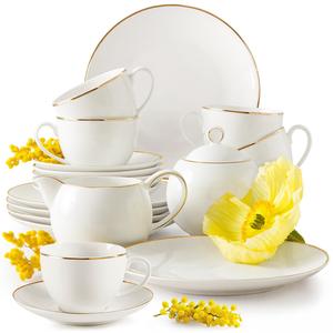 Кофейный сервиз AD BELLA, на 6 персон, 20 предметов KONSIMO, кремовый/золотистый