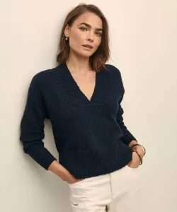 Хлопковый свитер оверсайз с V-образным вырезом