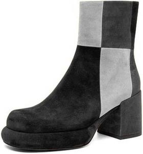 Женские ботильоны Pazzion на платформе с закрытым носком, молниями сбоку, средним блочным каблуком, короткие ботинки с лоскутным дизайном, для офиса и работы, размеры 4-16 US, Black Grey