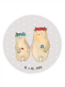 Mr. & Mrs. Panda Магнит на холодильник в виде медведя с цветочным венком без изюминки    пастельно-серого цвета