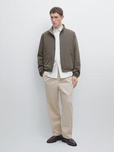 Брюки из хлопковой смеси с вытачками Massimo Dutti, beige