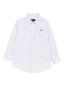 Полосатая рубашка с вышитым логотипом Fay Kids, белый
