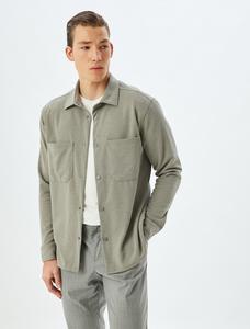 Рубашка на пуговицах классического кроя Koton, зеленый