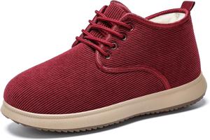 Унисекс зимние ботинки на шнуровке - круглый носок, утепленные мехом, теплые ботильоны, стойкие к скольжению, повседневная обувь для ходьбы для женщин и мужчин Generic, красный