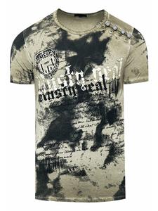 Выцветшая футболка с логотипом и планкой на пуговицах цвета хаки Rusty Neal