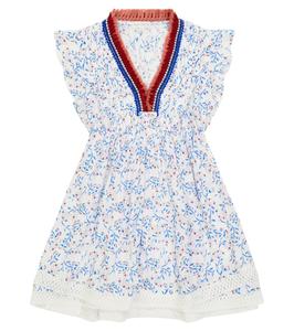 Мини-платье с цветочным принтом Саша Poupette St Barth Kids, Blue Cerise Cib