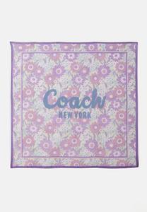 Шарф COACH SCRIPT LAUREL FLORAL PRINTED SQUARE, Purple Multi/Purple