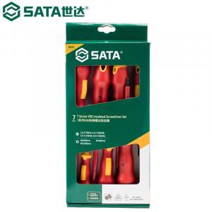 SATA 09303 Набор отверток VDE1000V Высоковольтная изолированная крестовая отвертка Набор отверток из легированной стали S2, набор из 7 предметов