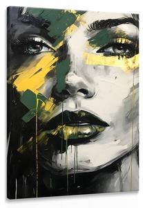 Картина на холсте Muralo GESICHT Porträt Glamour цвет schwarz/grau/grün/weiß