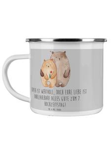 Кружка на 7-ю годовщину свадьбы (медная свадьба) с надписью в цвете меланжевый серый Mr. & Mrs. Panda