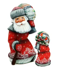 Фигурка Санты красного кардинала, вырезанная из дерева и расписанная вручную G.Debrekht, multi