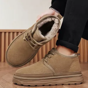 Мужские зимние сапоги для снега, мягкие, уютные, из замшевой кожи, теплые, для холодной погоды, повседневные, унисекс ZPLMIDE, черный