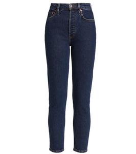 Укороченные джинсы 70-х годов Stove Pipe Dark Rinse с 5 карманами темно-синего цвета REDONE